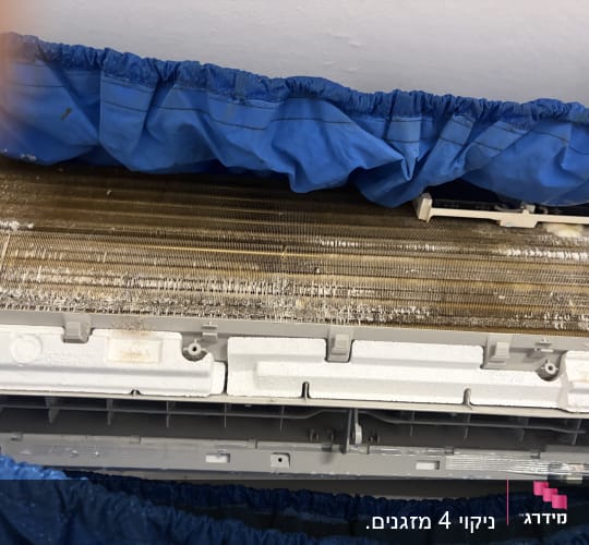 יחידת מיזוג אוויר עם כיסוי כחול